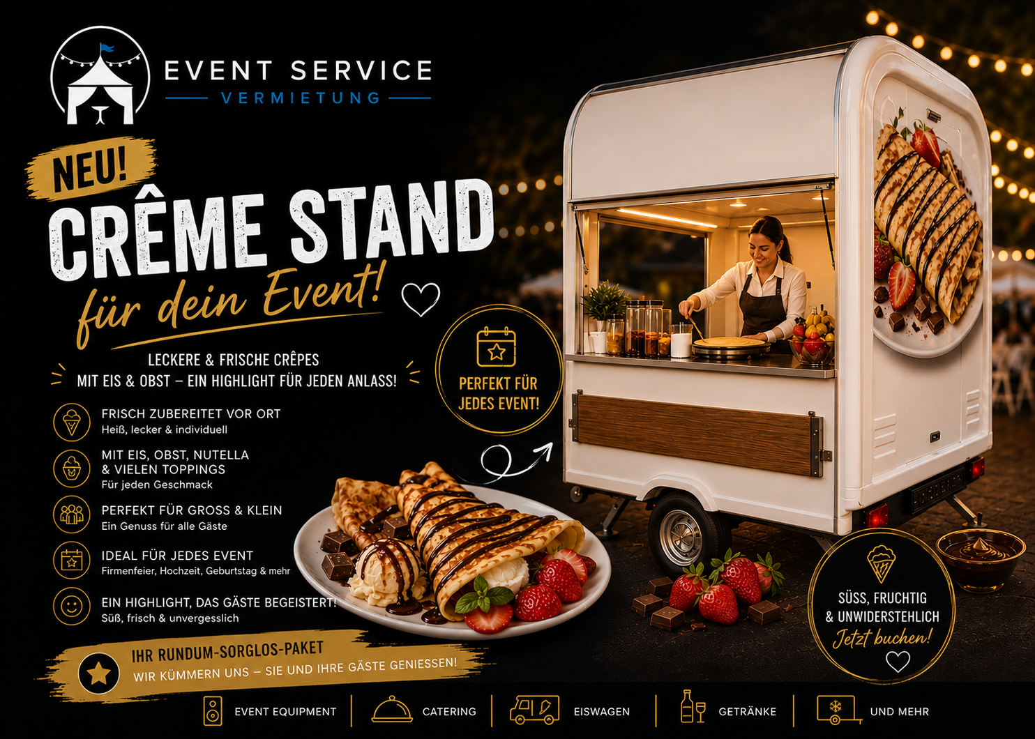 Crêpes Stand mieten für Events in Frankfurt Hanau Darmstadt