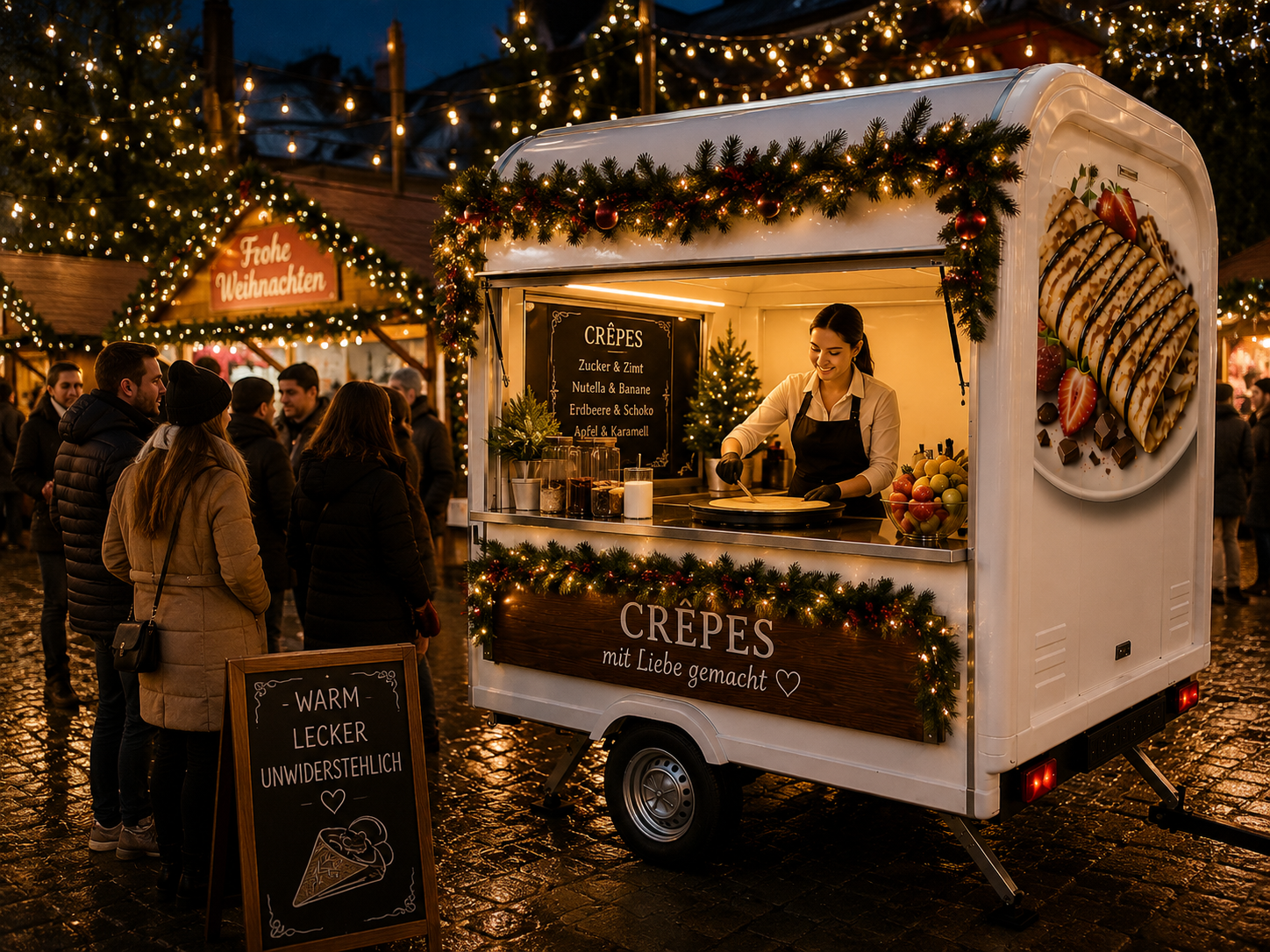 Crêpes Stand für Weihnachtsmarkt und Winterevent