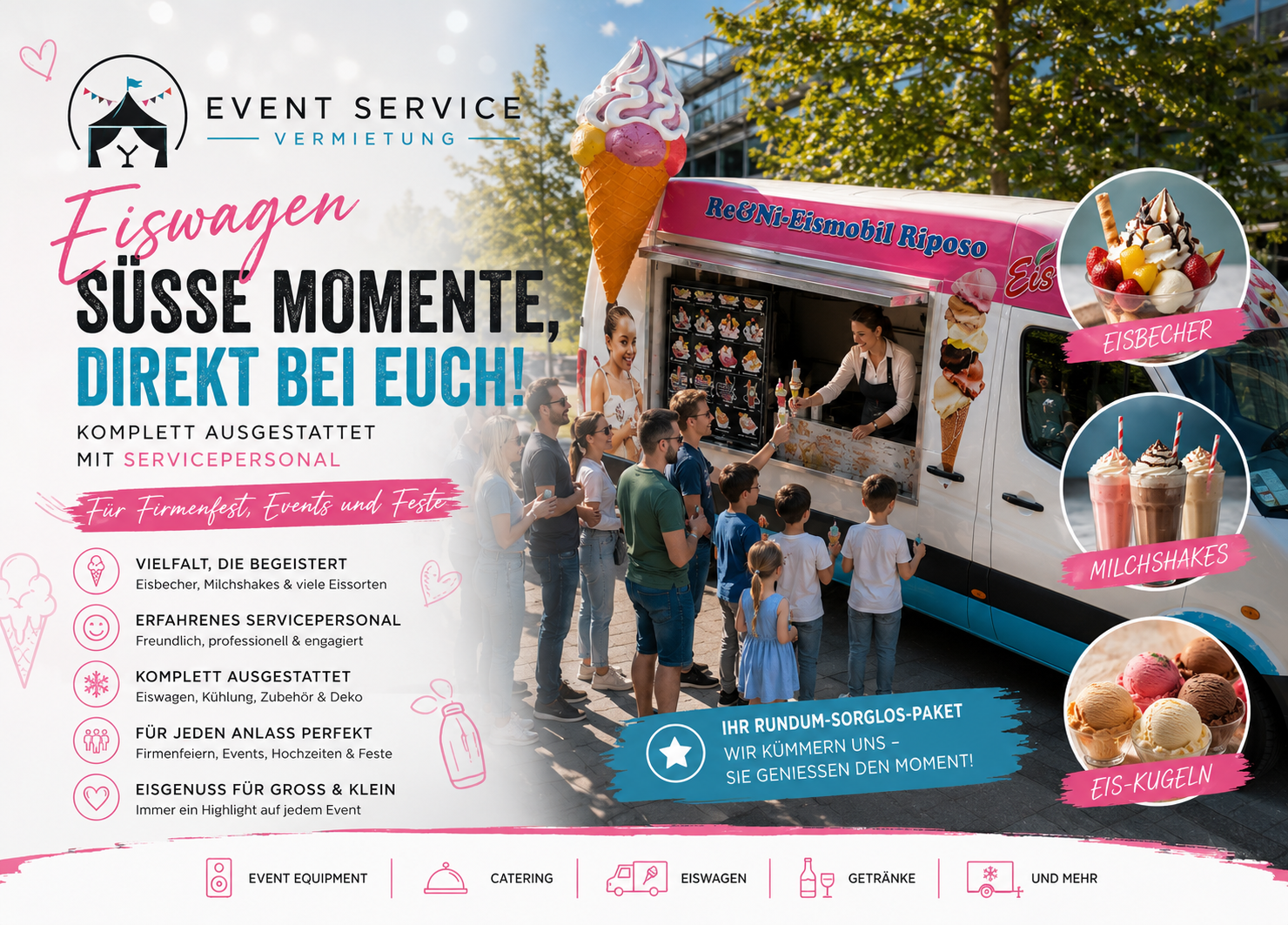 Mobiler Eiswagen mieten für Events in Frankfurt Darmstadt Hanau Rhein Main