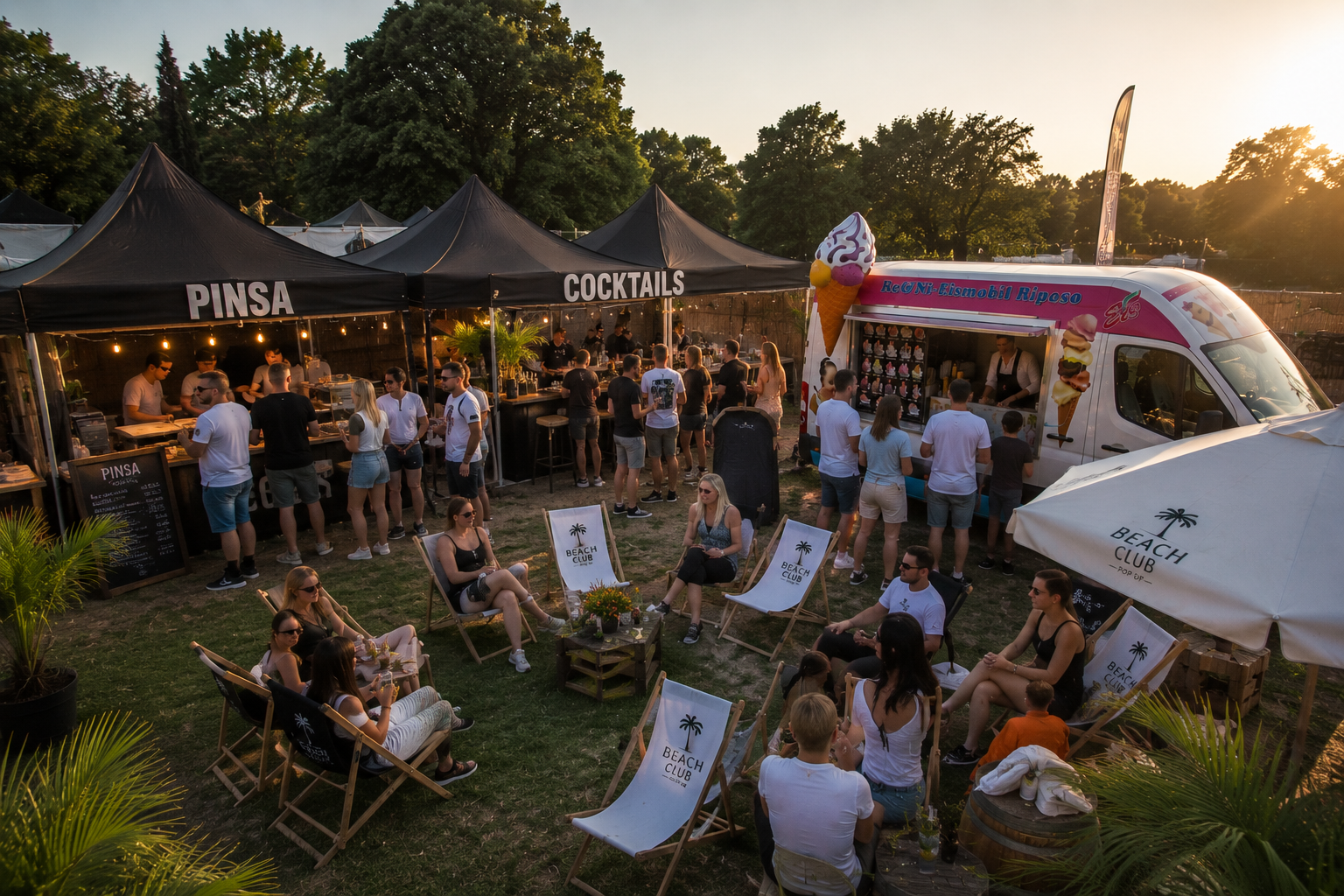 Event Catering mit Eiswagen, Food Stand und mobiler Bar in Frankfurt Darmstadt Hanau