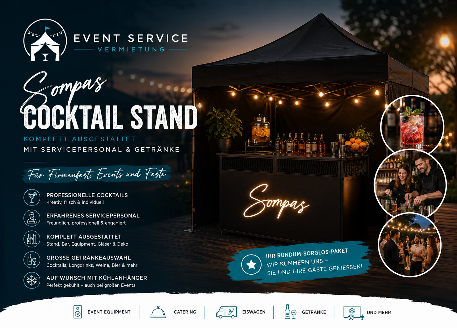 Mobile Spritz Bar und Cocktailstand mieten für Events in Frankfurt Darmstadt Hanau